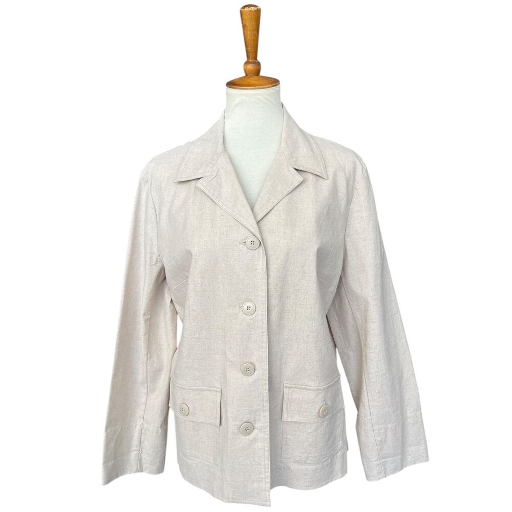 NWT Vintage Light Academia Preppy Requirements Linen Blend Blazer Size Large
